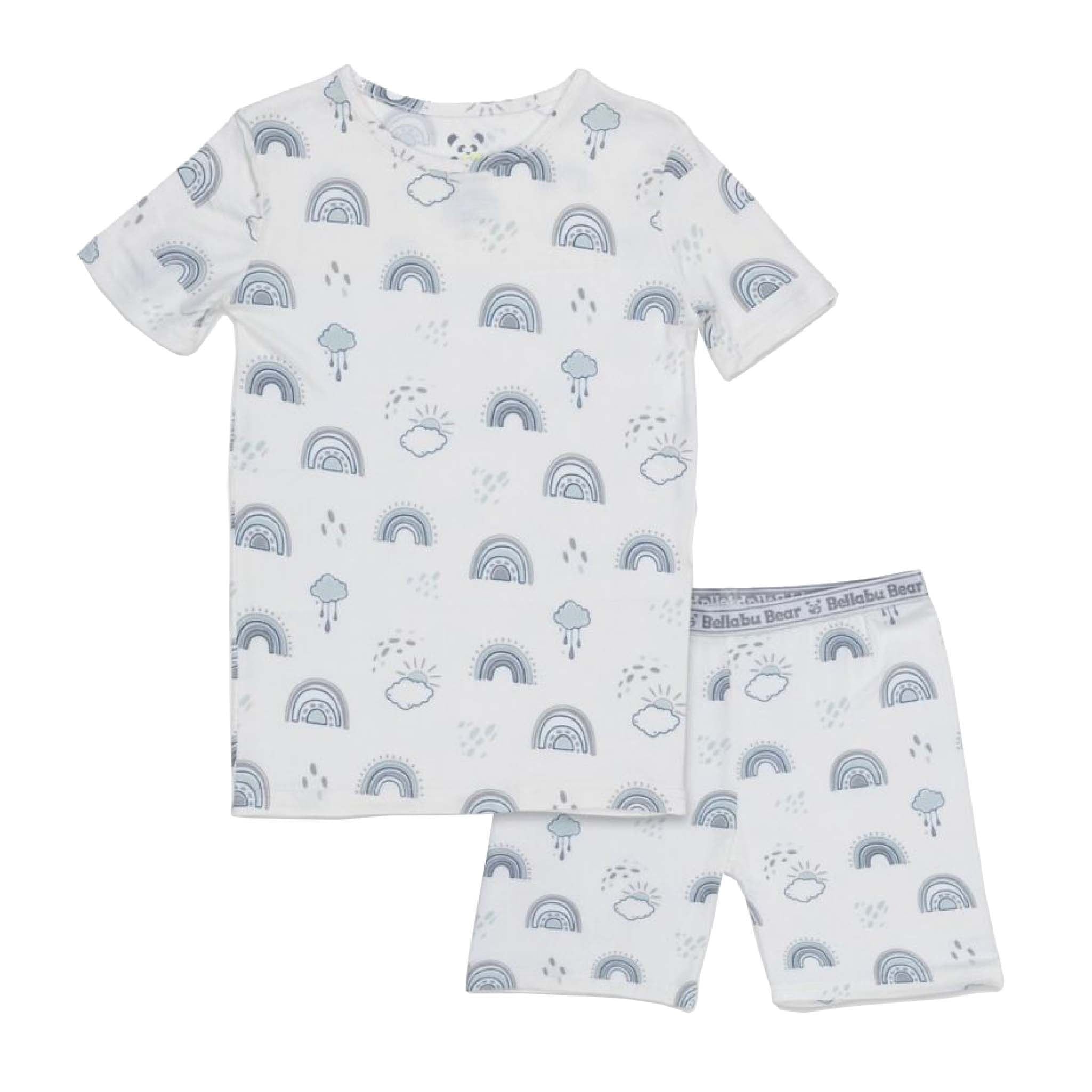 Kids Organic Bamboo Pyjamas Short Set – Grey Rainbows