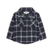 Kids Organic Navy Plaid Flannel Long Sleeve Shirt