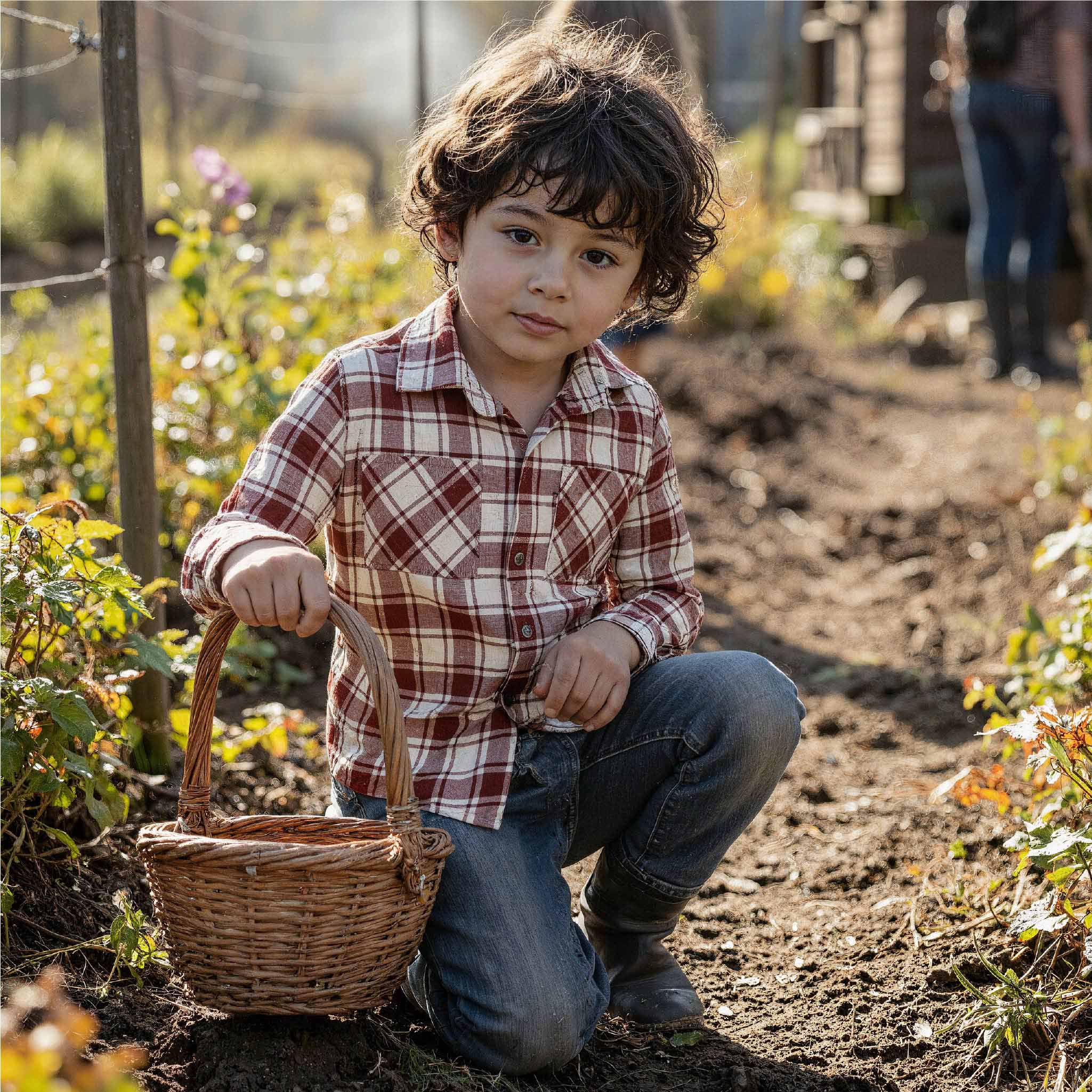 Kids Organic Garnet Plaid Flannel Long Sleeve Shirt