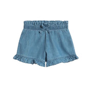 Kids Organic Cotton Shorts – Callie Chambray Ruffle Waist