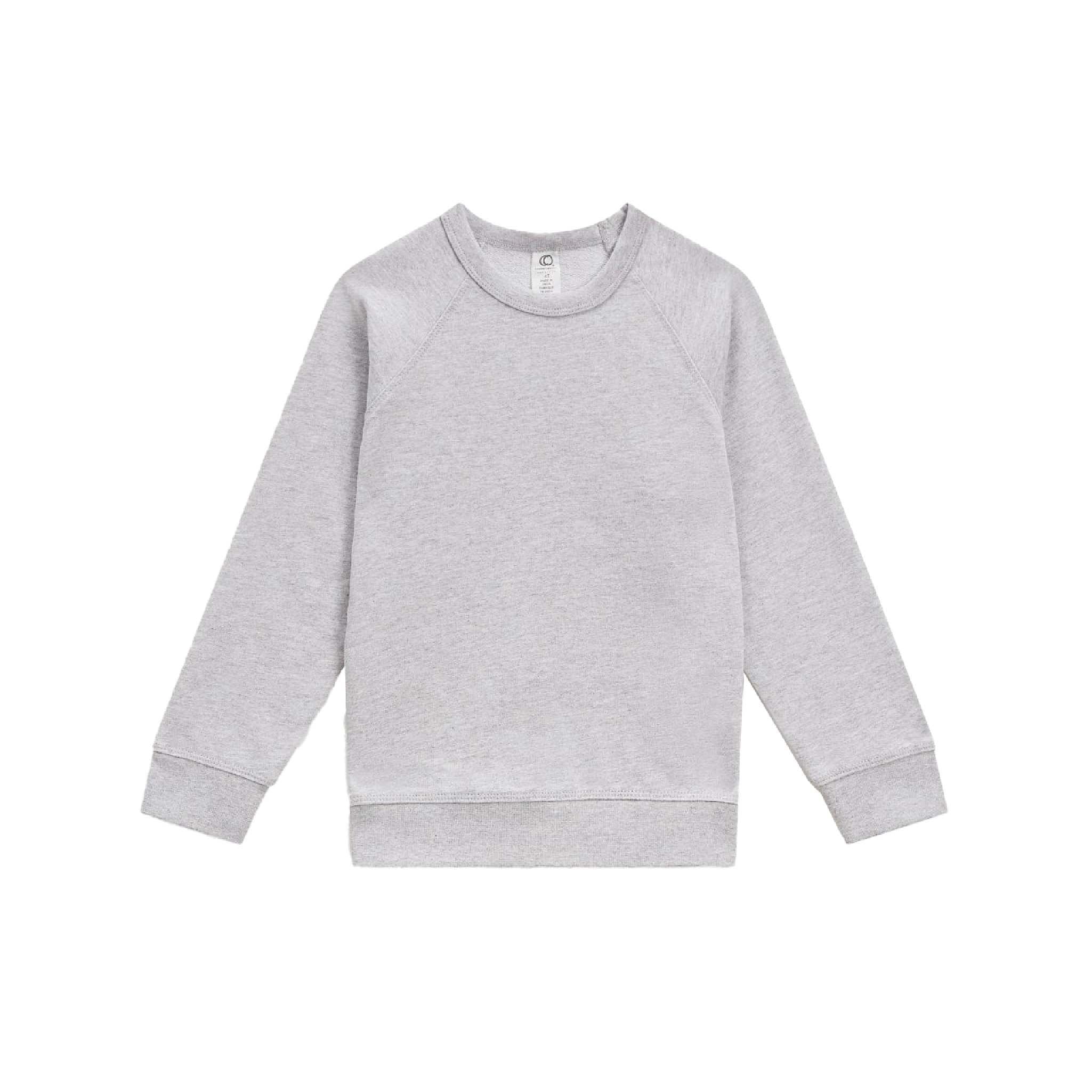 Kids Organic Cotton French Terry Pullover – GOTS-Certified, Ethically Made, Heather Grey
