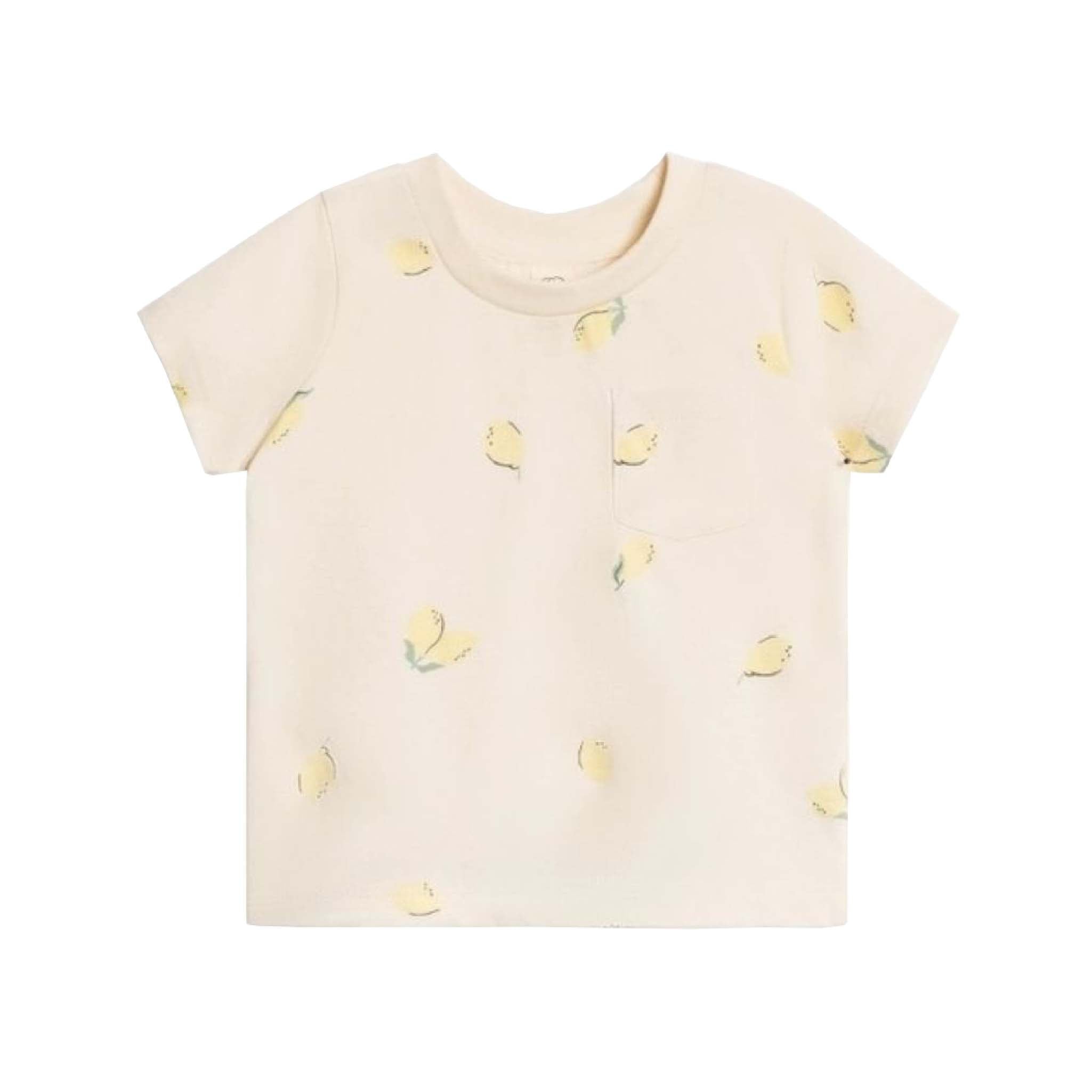 Girls Leni Organic Cotton T-Shirt Lemon Print in Natural