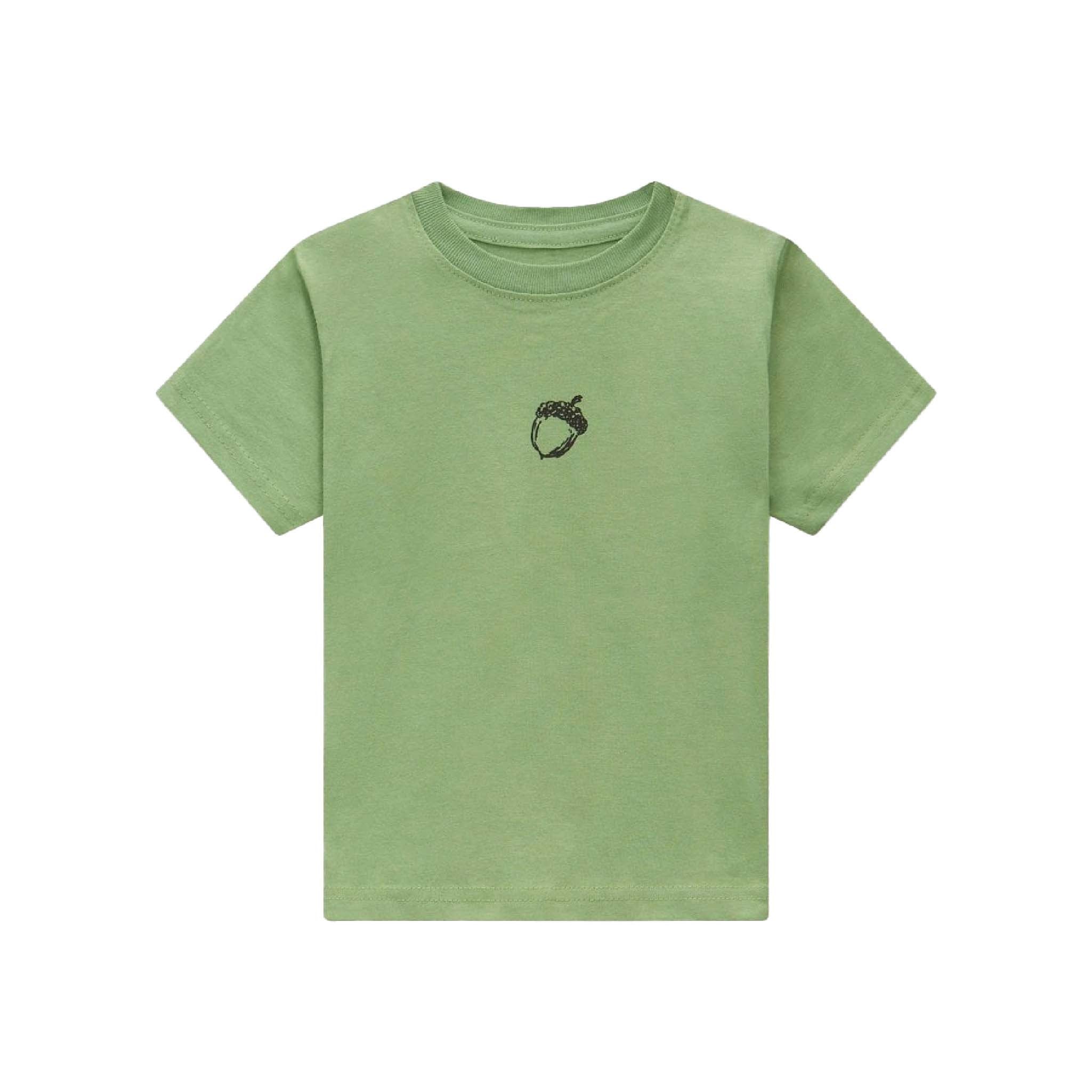 Kids Acorn T-Shirt Soft Cotton, Eco-Conscious in Pear Green