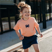 Kids Crab T-Shirt – 100% Combed Cotton, Eco-Friendly in Sunset Orange
