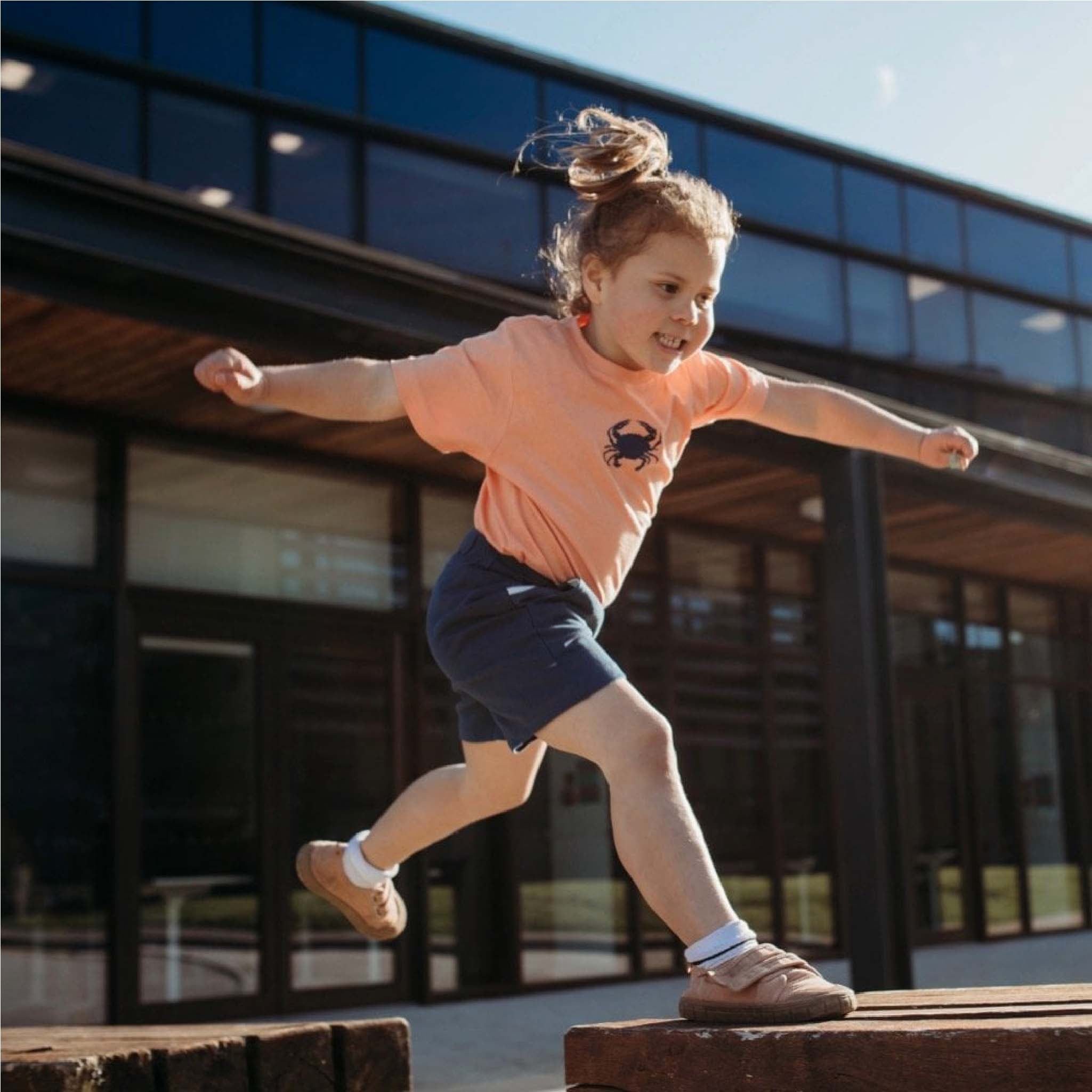 Kids Crab T-Shirt – 100% Combed Cotton, Eco-Friendly in Sunset Orange