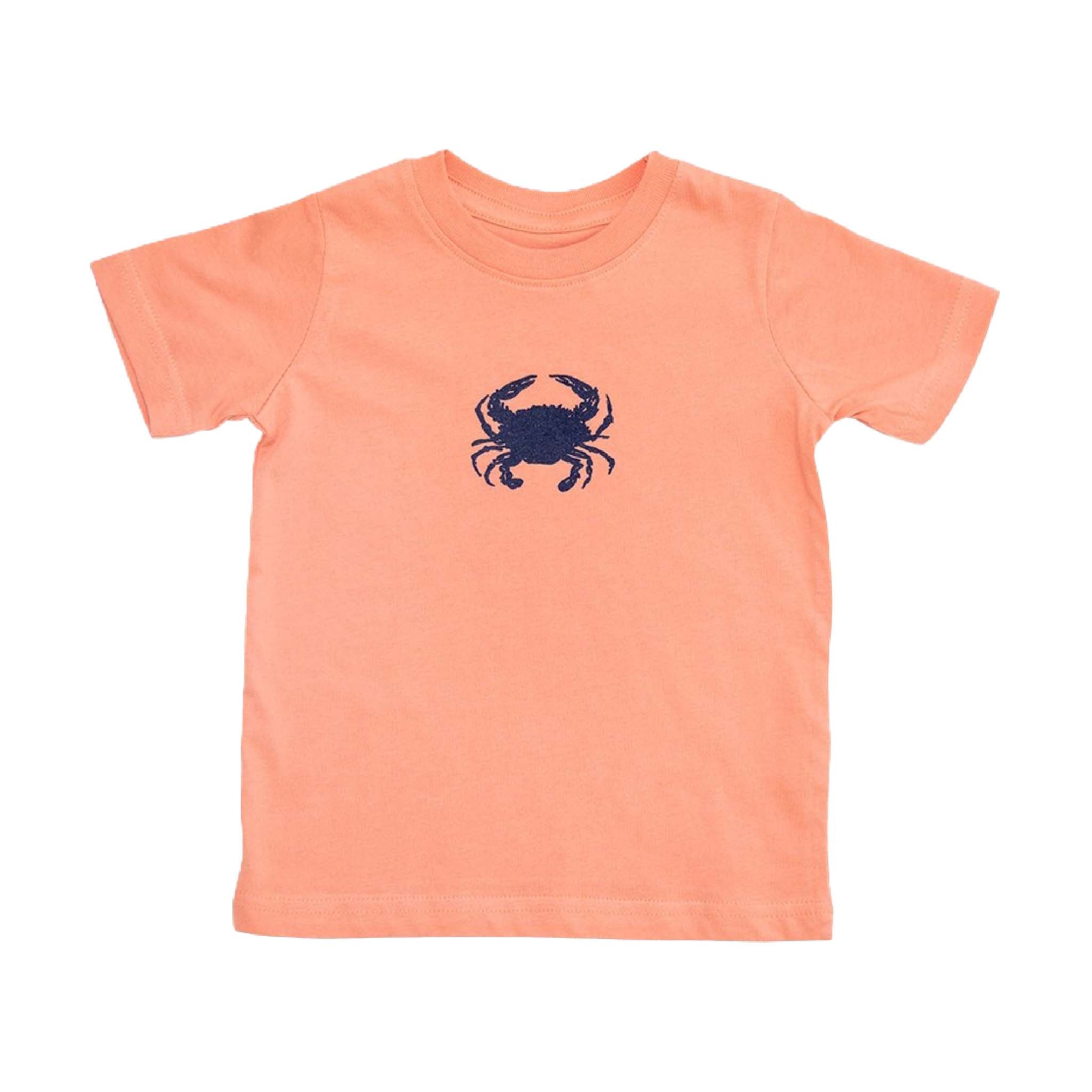 Kids Crab T-Shirt – 100% Combed Cotton, Eco-Friendly in Sunset Orange