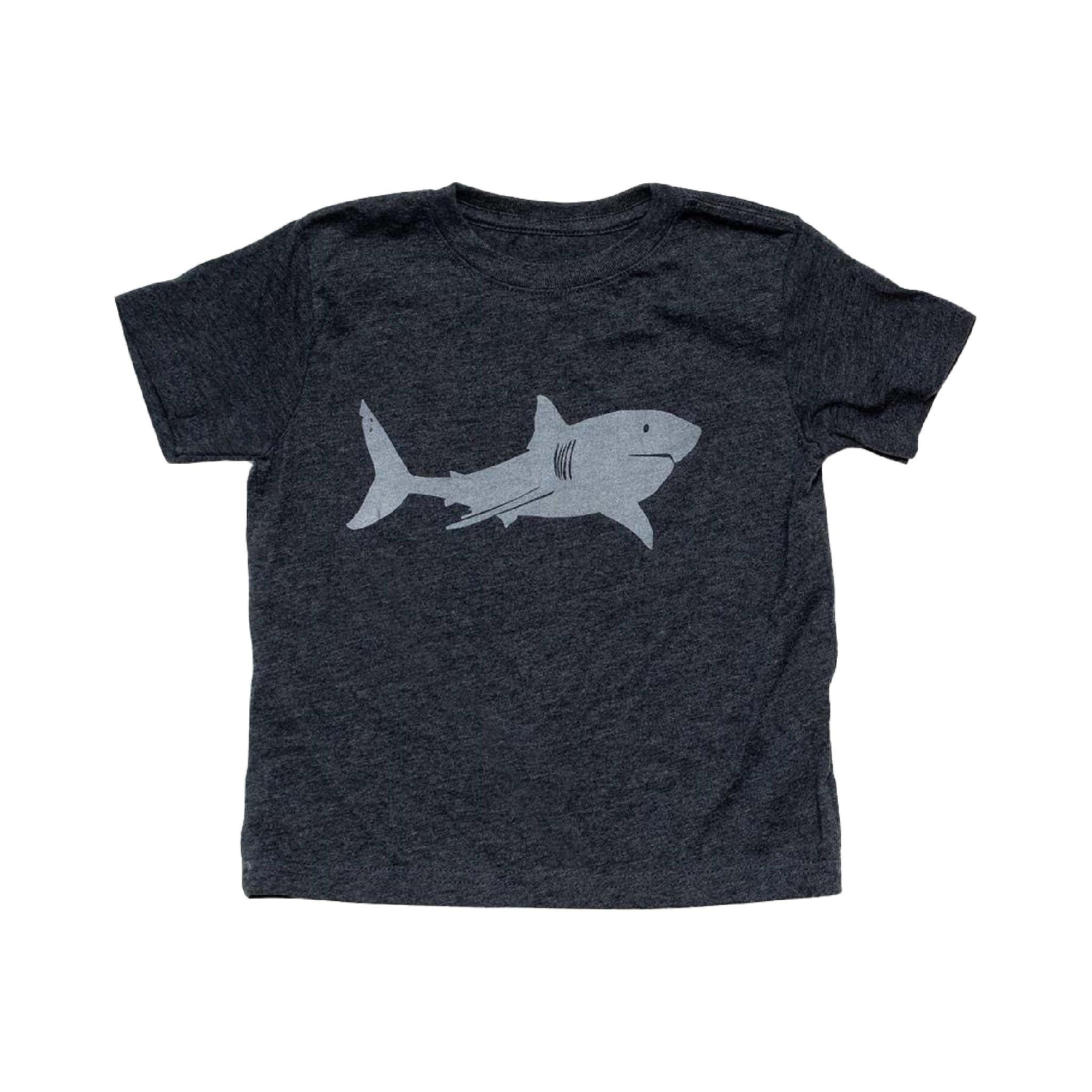 Kids Great White Shark T-Shirt – Soft Cotton, Eco-Friendly in Iron Grey