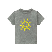 Kids Sun T-Shirt Soft Cotton, Eco-Conscious in Steel Grey