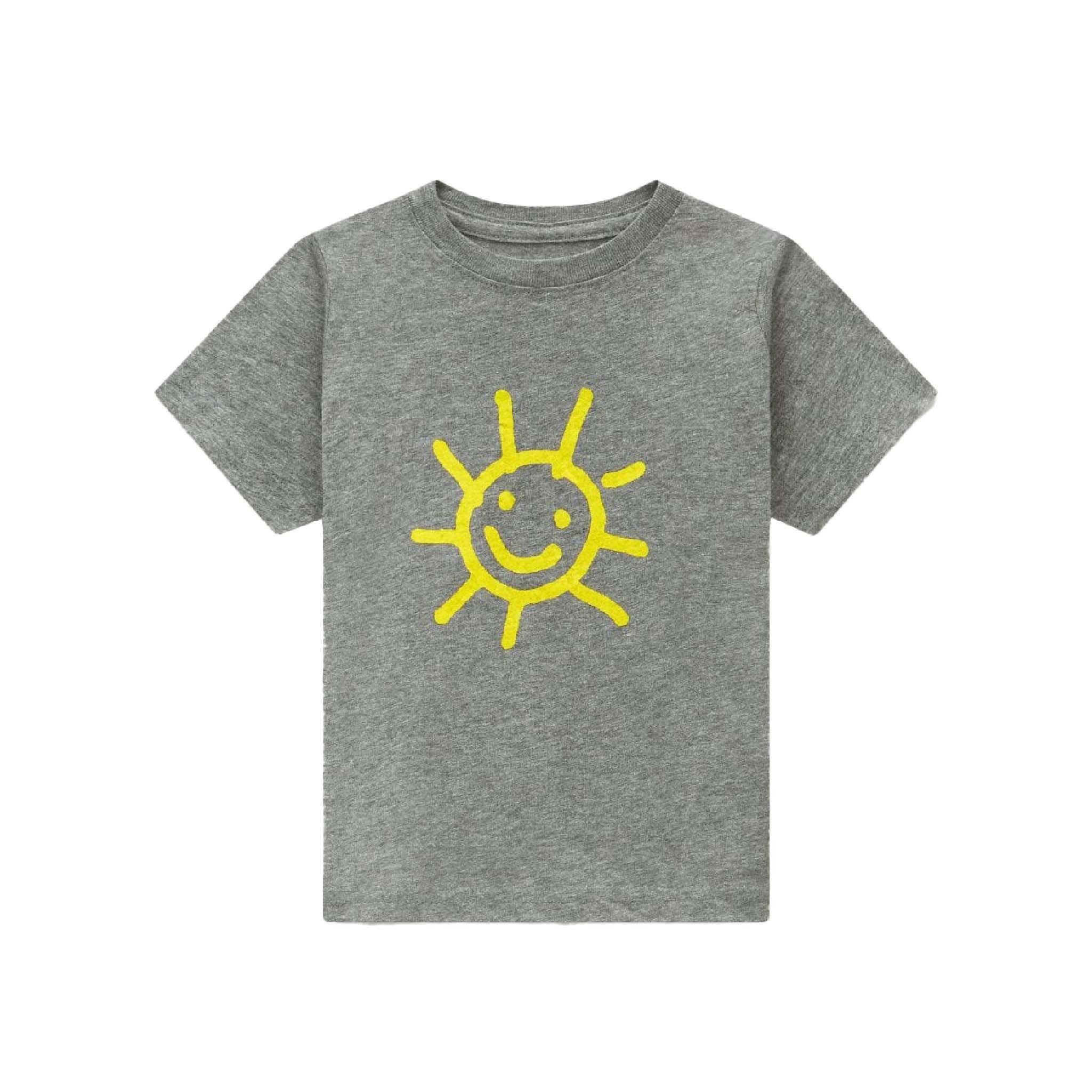 Kids Sun T-Shirt Soft Cotton, Eco-Conscious in Steel Grey
