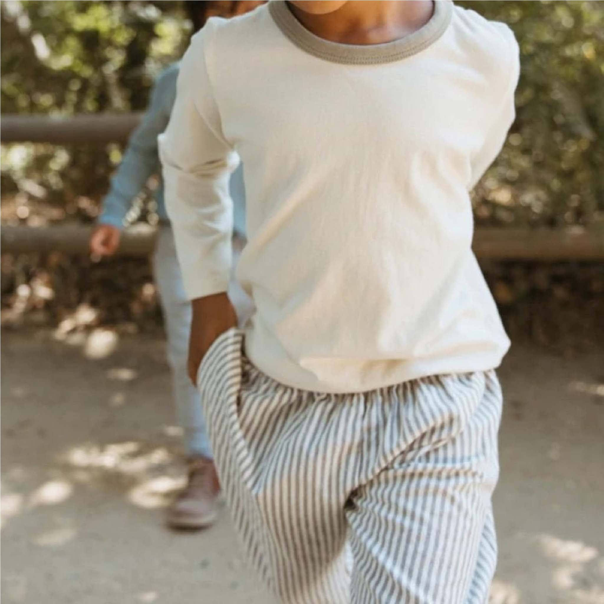 Kids Organic Vintage T-Shirt in Natural with Eucalyptus Trim