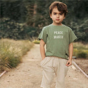 Kids Organic Peace Maker T-Shirt in Clover Green