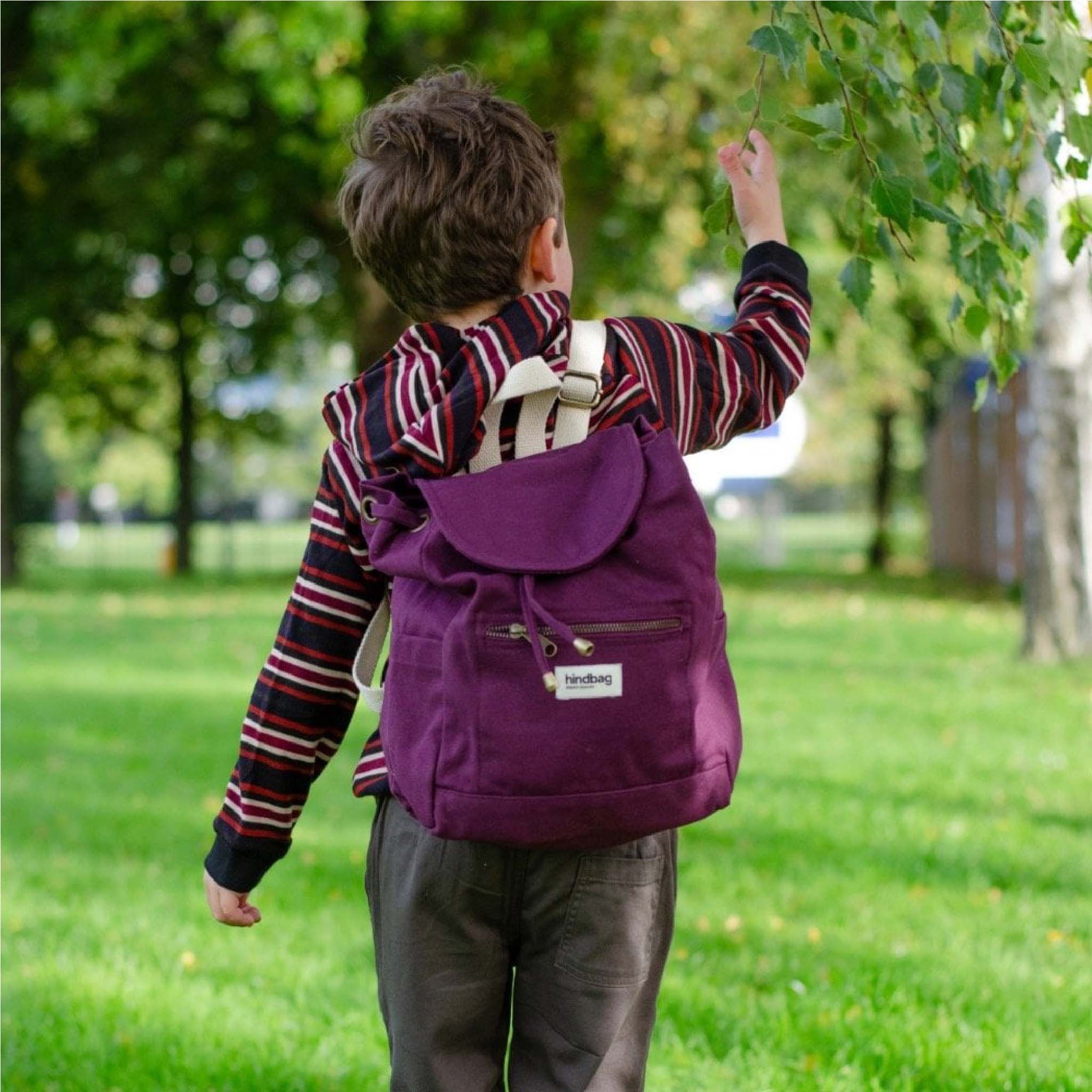 Mini Eliot Backpack - Organic Cotton Canvas in Plum Purple