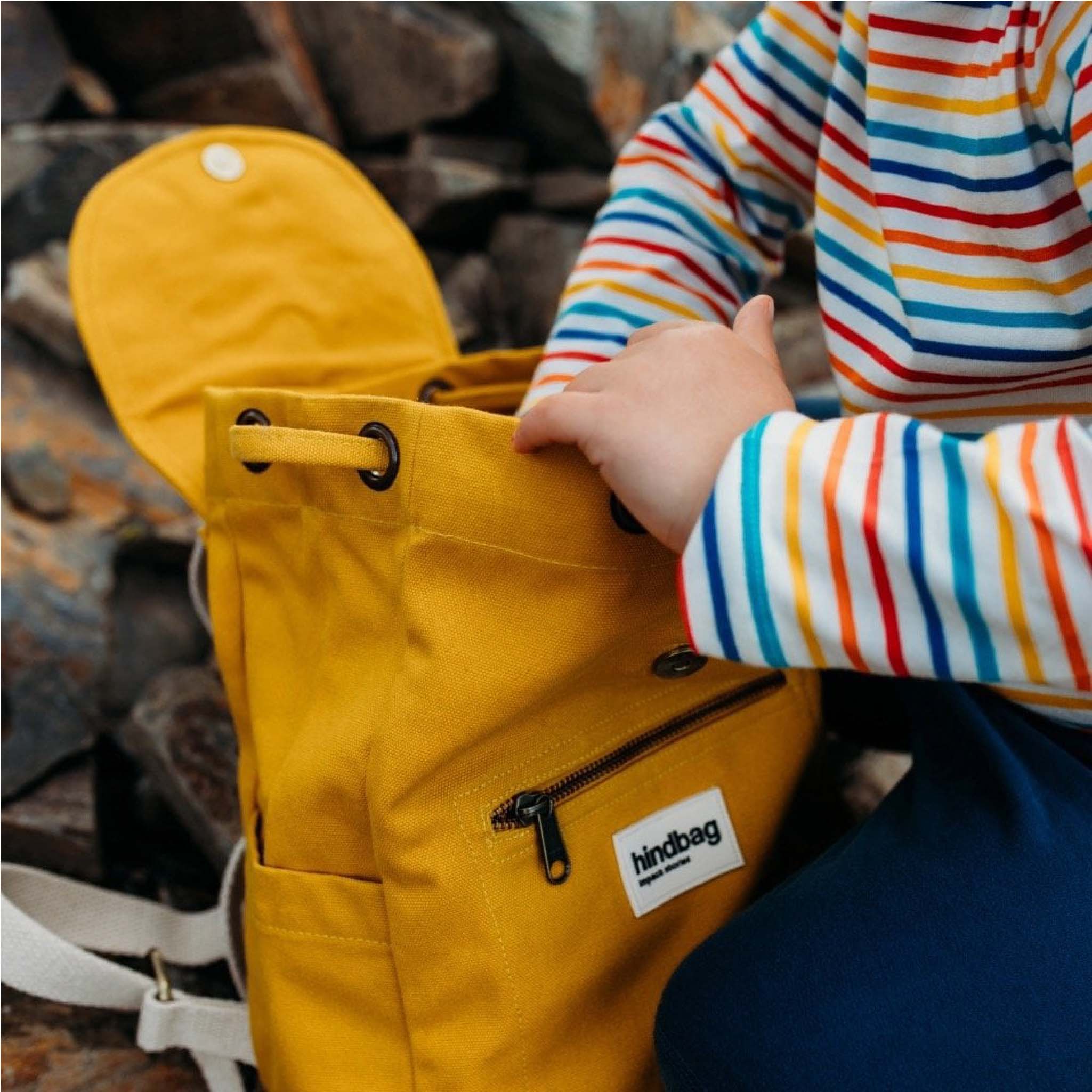 Mini Eliot Backpack - Organic Cotton Canvas in Saffron Yellow