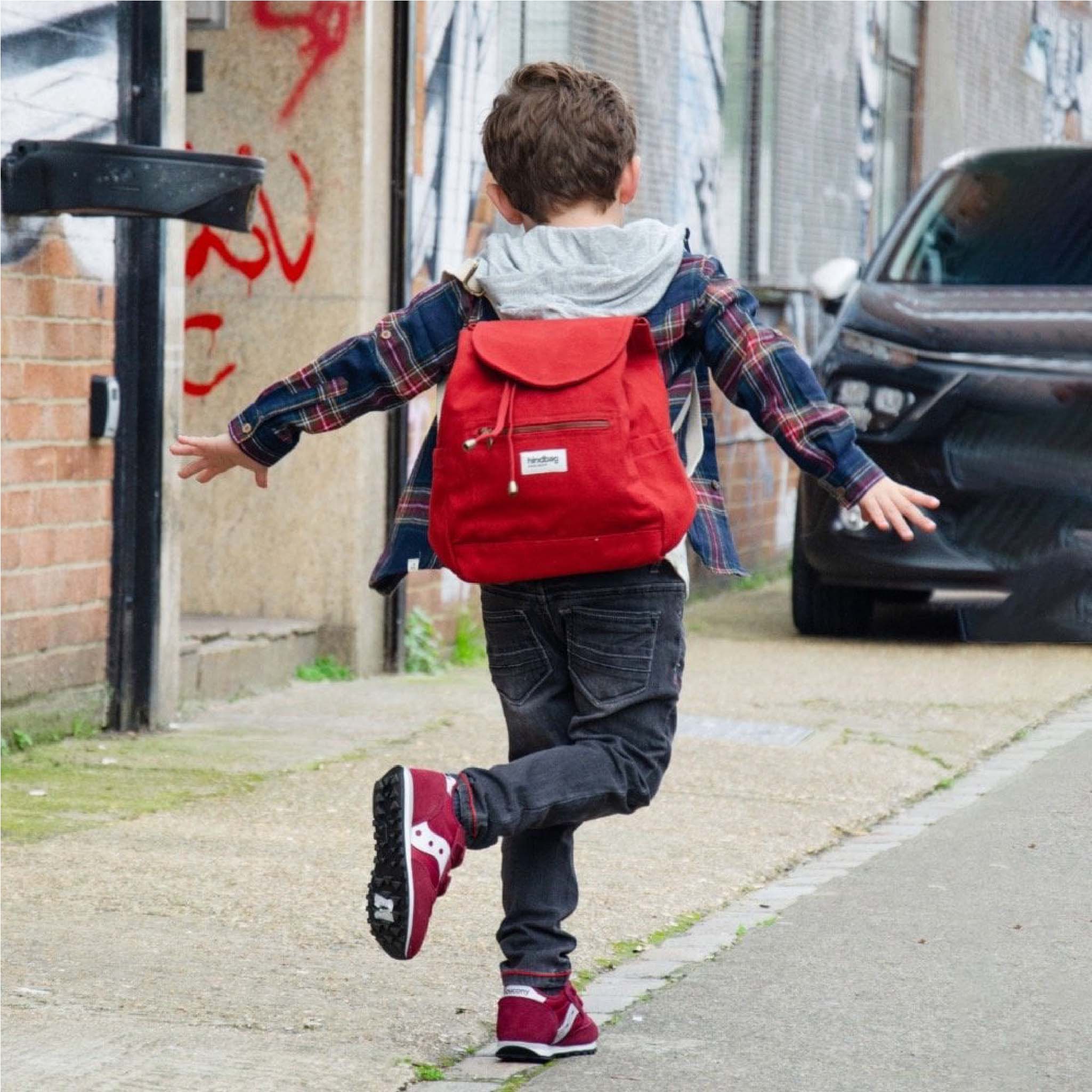 Mini Eliot Backpack - Organic Cotton Canvas in Terracotta Red