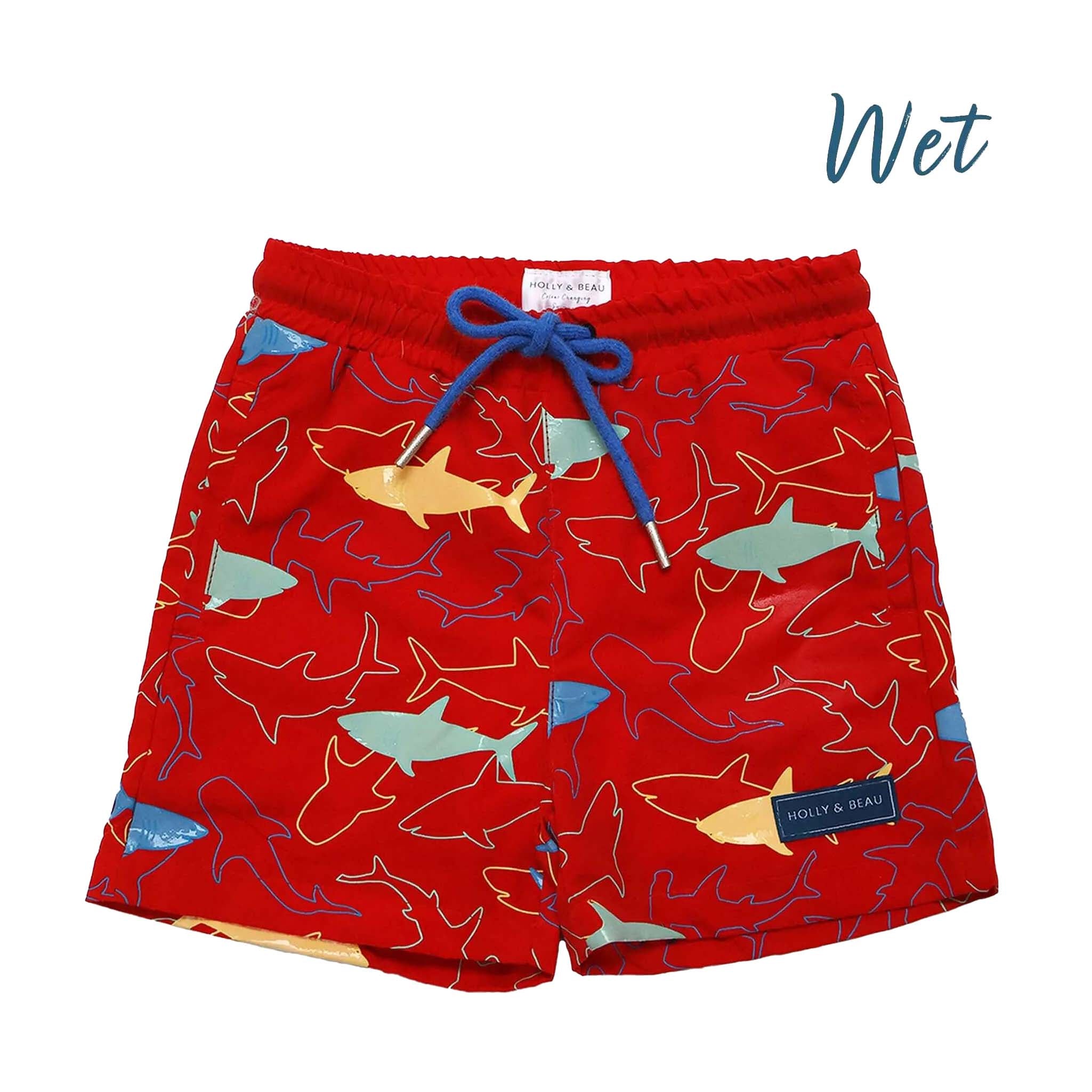 Boys Shark Swim Trunks – Colour-Changing, Sustainable, Quick-Dry