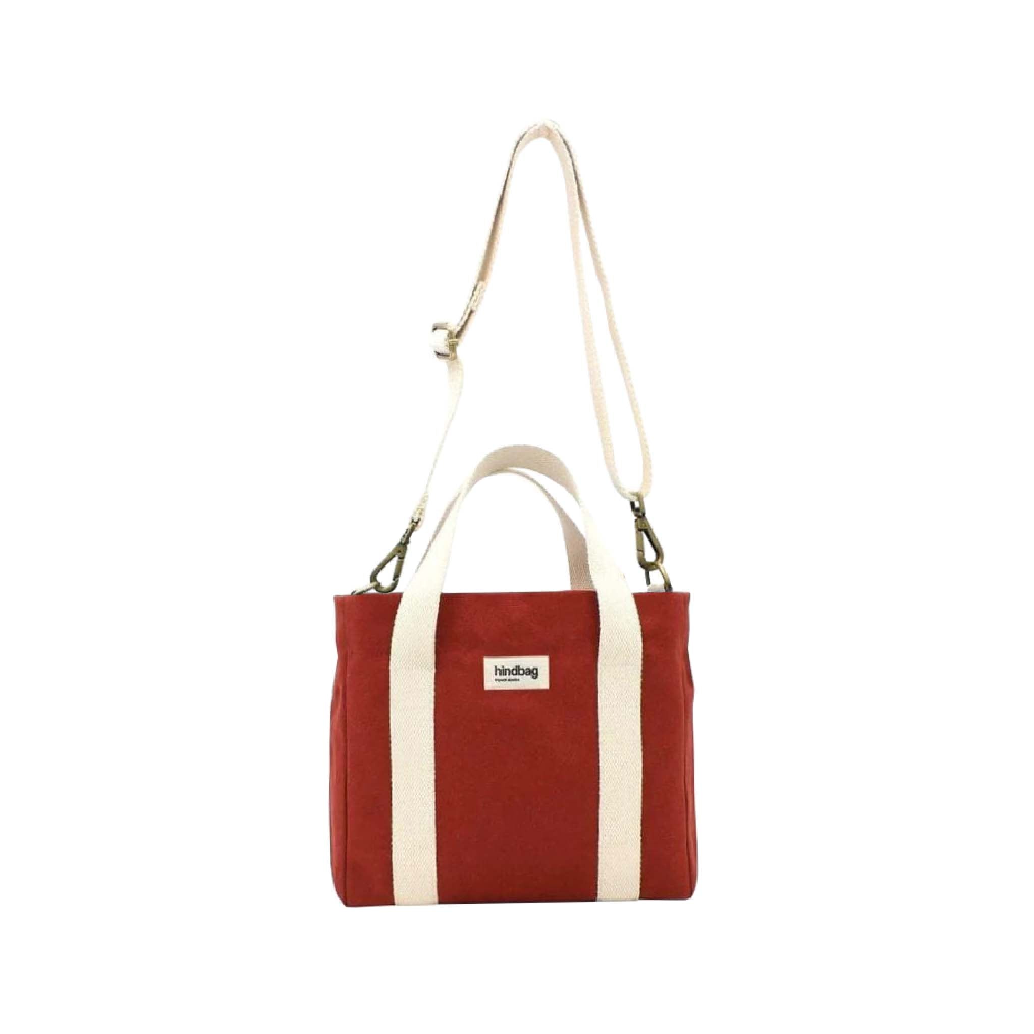 Mini Louise Tote in Terracotta Red - Organic Cotton Canvas Crossbody Bag