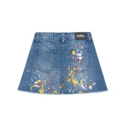 Girls Premium Handcrafted Denim Paint-Splatter Skirt