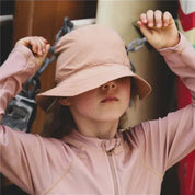 Girls Long Sleeve UPF 50+ Swim Rashguard – Zipper Top in Tuscany Pink