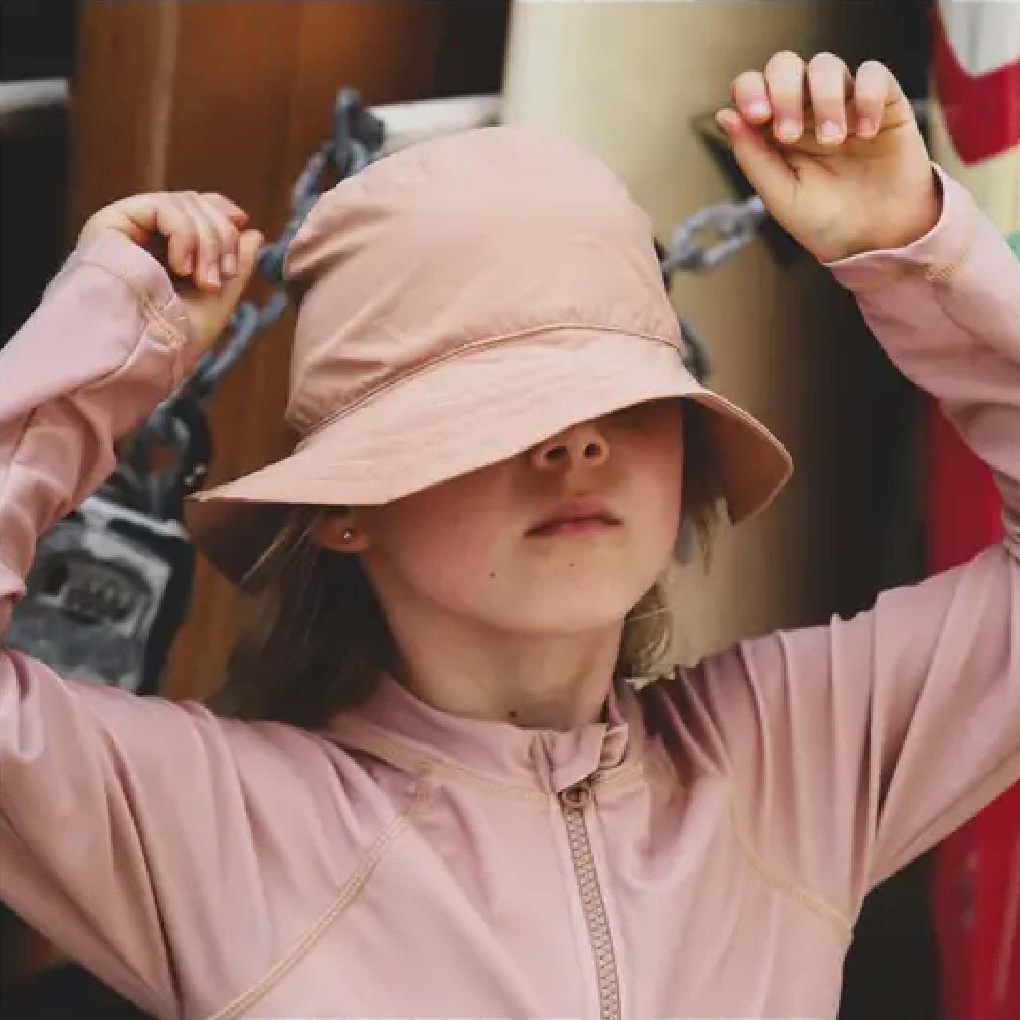 Girls Long Sleeve UPF 50+ Swim Rashguard – Zipper Top in Tuscany Pink