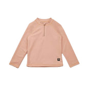 Girls Long Sleeve UPF 50+ Swim Rashguard – Zipper Top in Tuscany Pink
