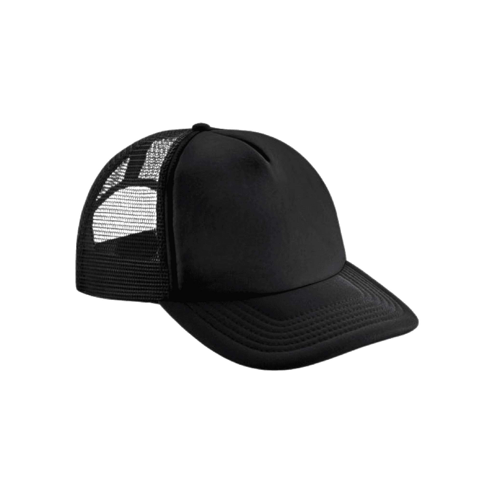 Kids No‑Logo Vintage Trucker Hat in Black