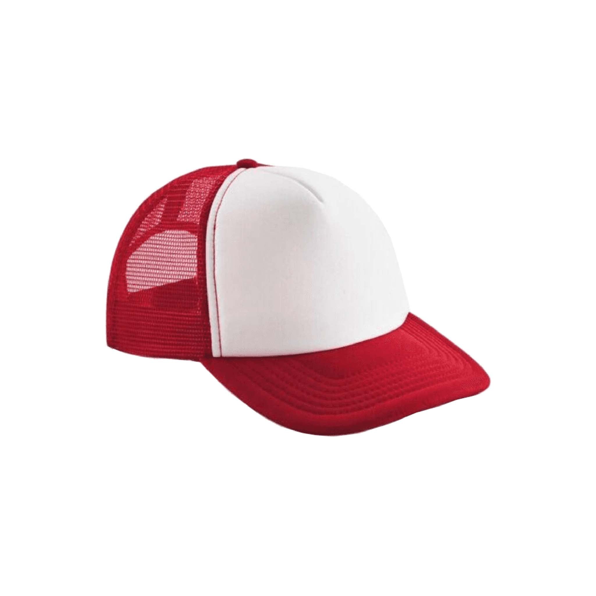 Kids No‑Logo Vintage Trucker Hat in Red & White