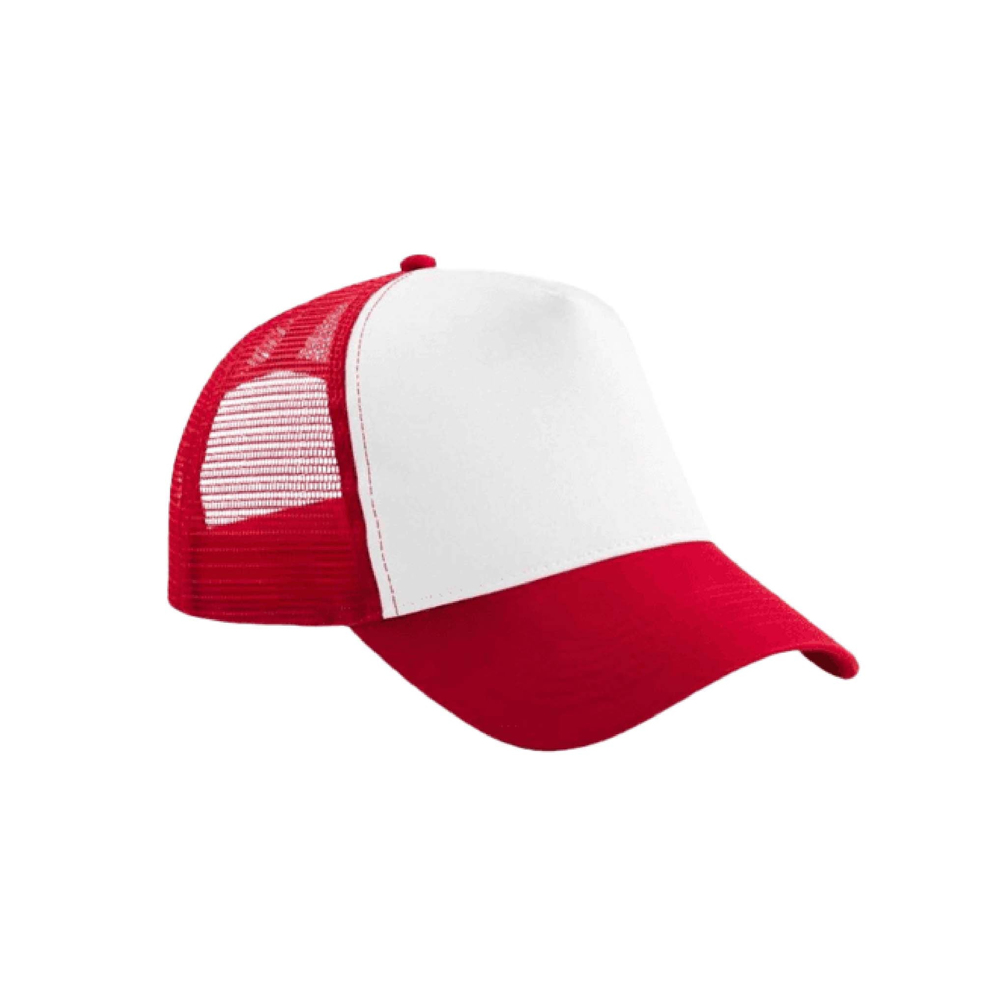 Kids No‑Logo Trucker Hat in Red & White