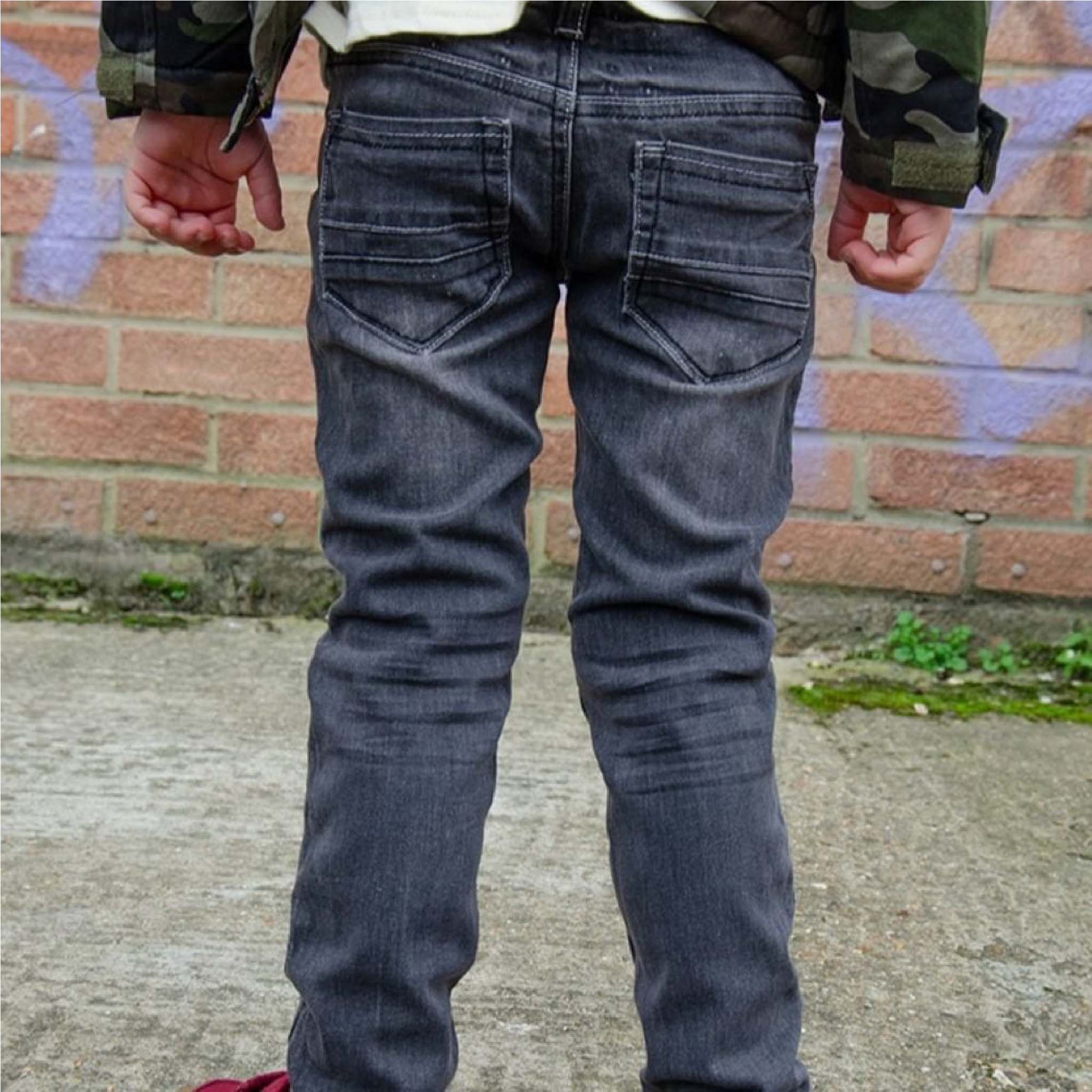 Boys MARK Slim Fit Stretch Denim Jeans in Charcoal Grey