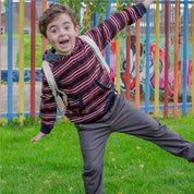 Boys JAY Cotton Twill Trousers in Charcoal Grey