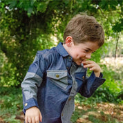 Kids Upcycled Reversed Organic Blue Patch Denim Shirt