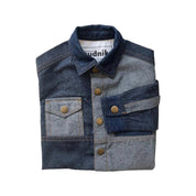 Kids Upcycled Reversed Organic Blue Patch Denim Shirt