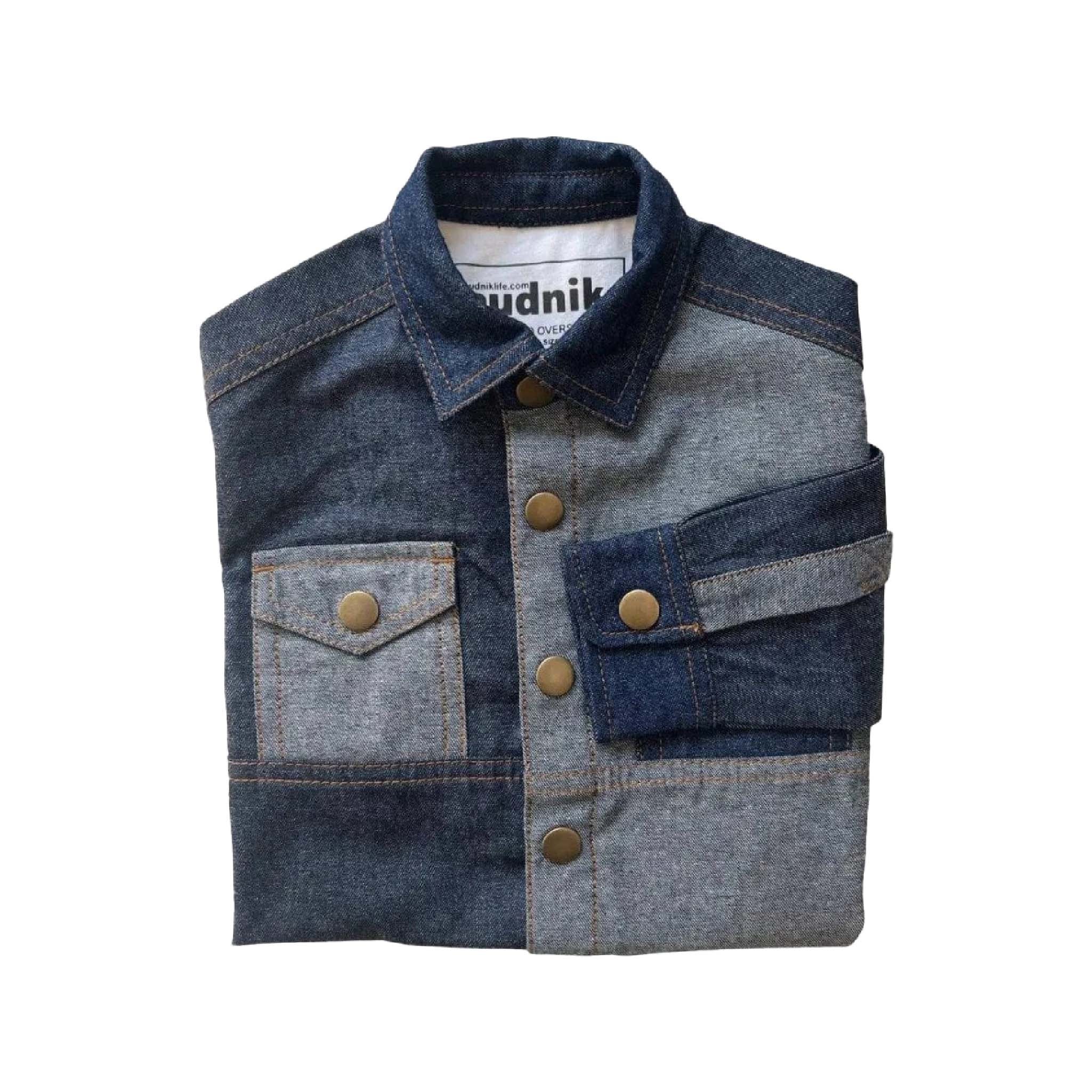 Kids Upcycled Reversed Organic Blue Patch Denim Shirt