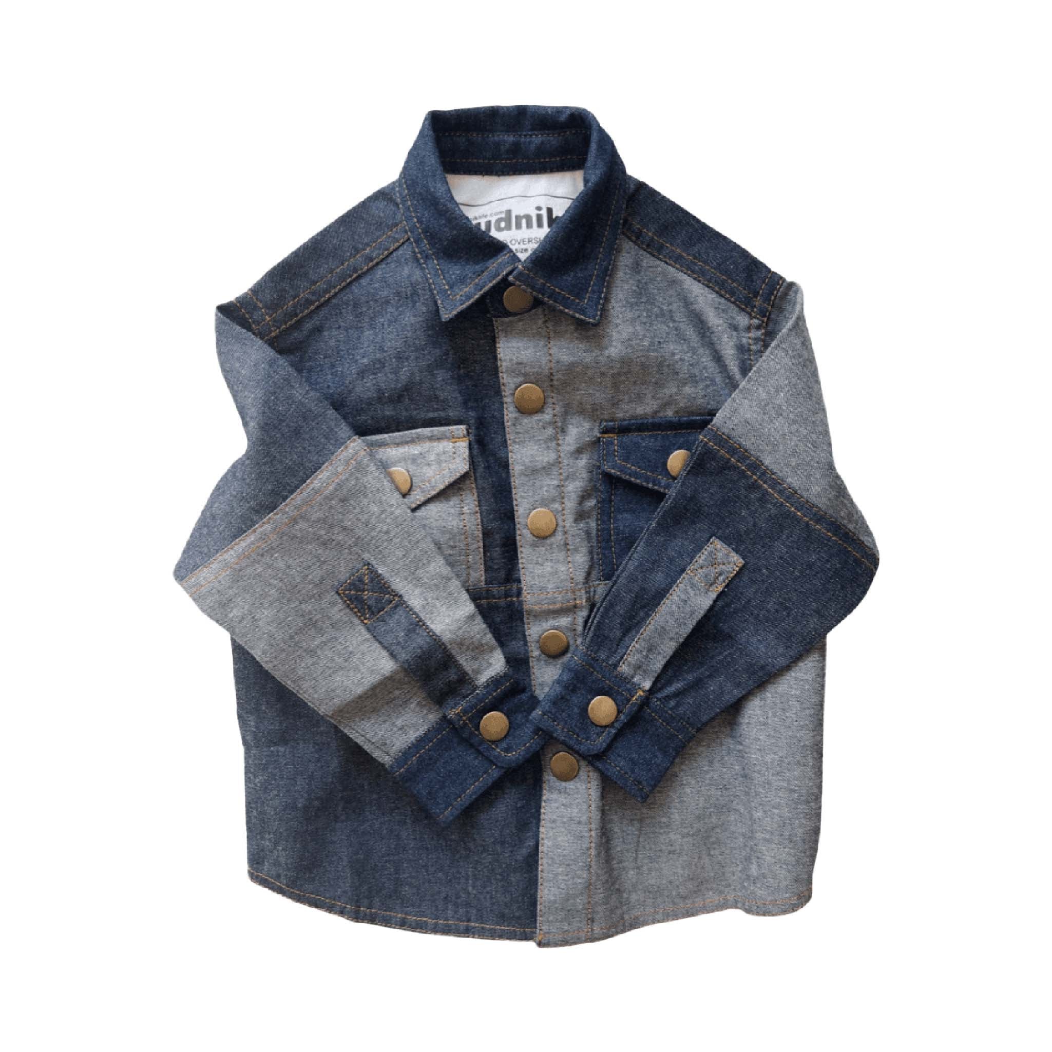 Kids Upcycled Reversed Organic Blue Patch Denim Shirt