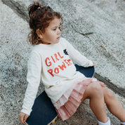 Girls Organic Long-Sleeve T-Shirt – Girl Power Print – Ethical & Natural Cotton
