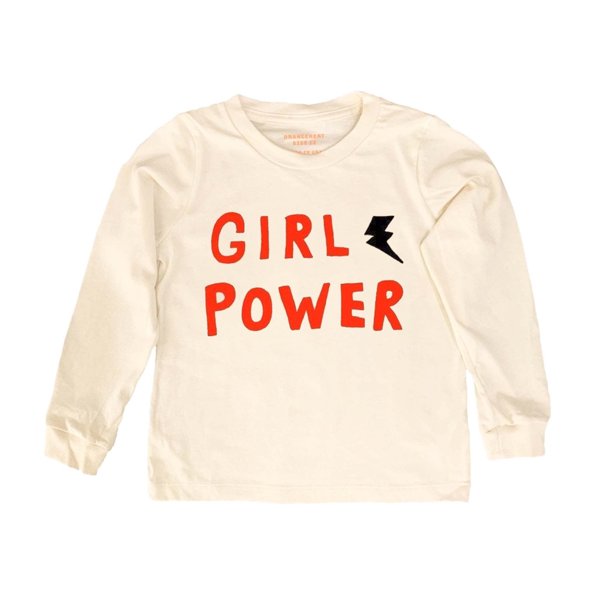 Girls Organic Long-Sleeve T-Shirt – Girl Power Print – Ethical & Natural Cotton