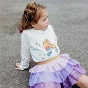 Girls Organic Cotton Retro Roller Skate Long-Sleeve T-Shirt in Natural