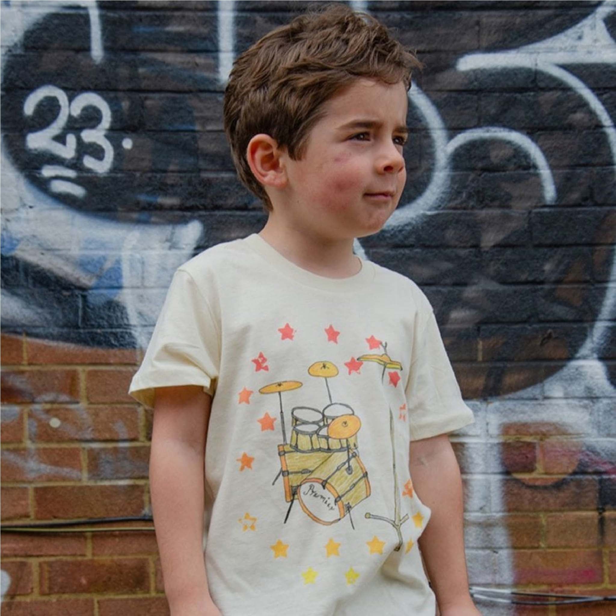 Kids Organic Cotton Drums T-Shirt – Artist-Made in Natural
