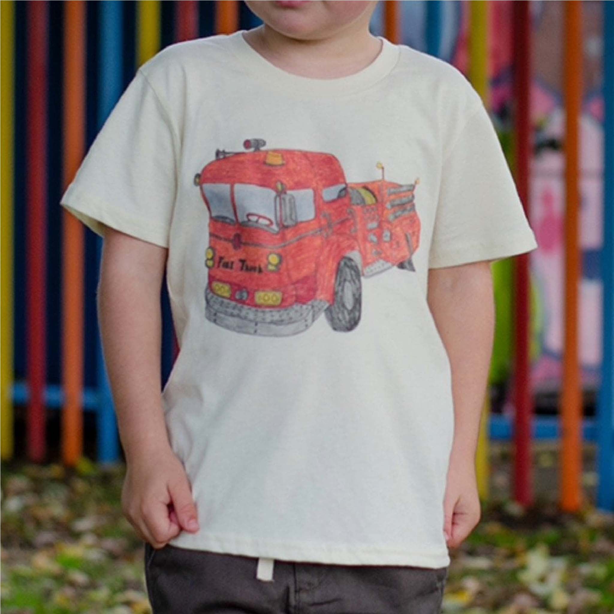 Kids Organic Cotton Fire Truck T-Shirt – Artist-Made in Natural