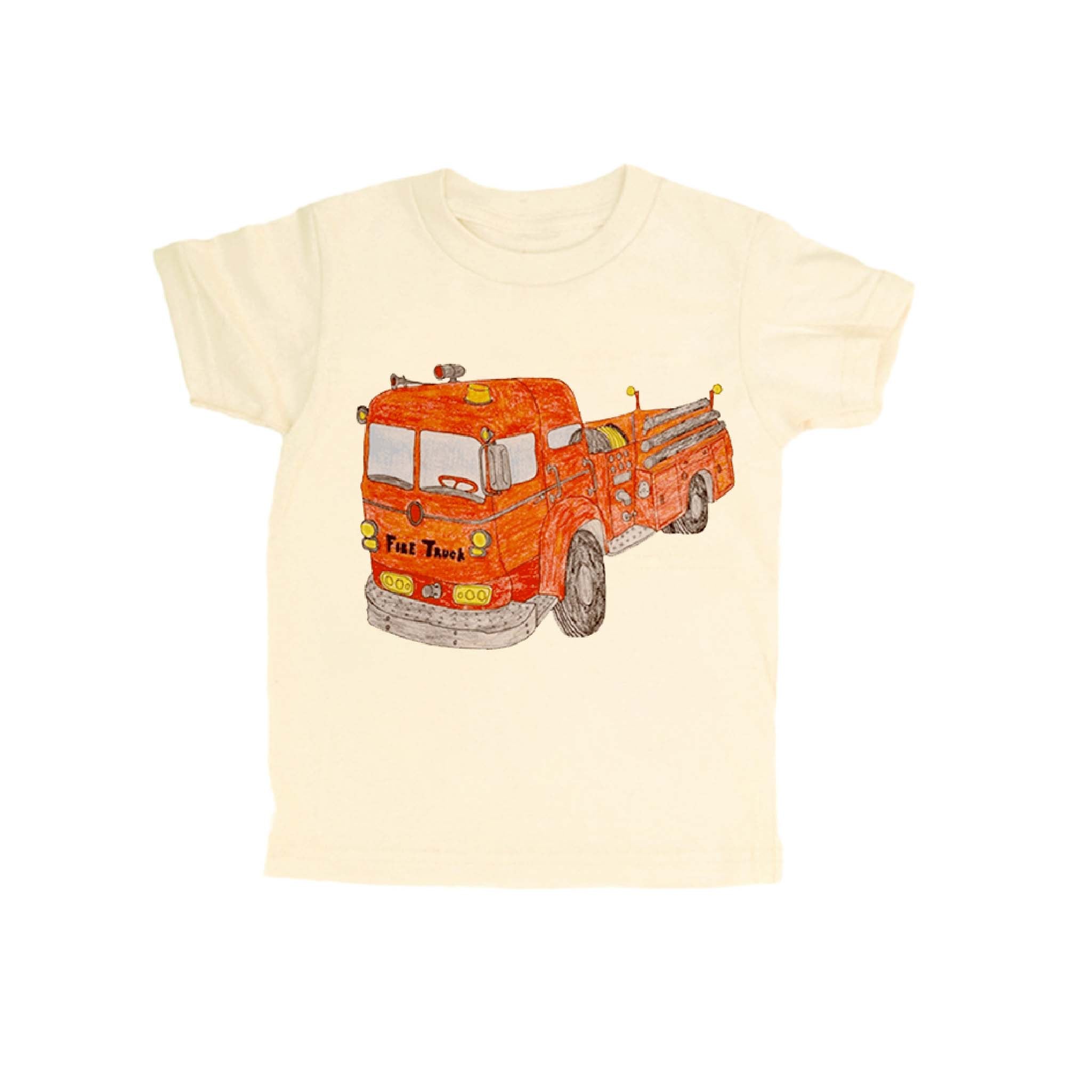 Kids Organic Cotton Fire Truck T-Shirt – Artist-Made in Natural