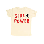 Kids Organic Cotton Girl Power Short Sleeve T-Shirt in Natural
