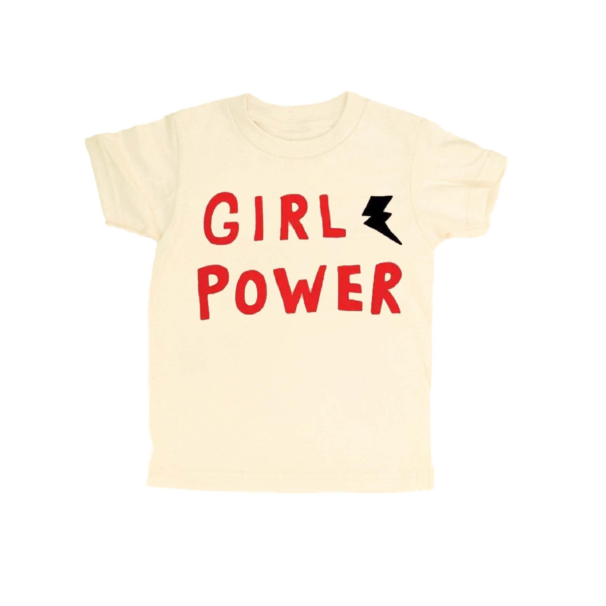 Kids Organic Cotton Girl Power Short Sleeve T-Shirt in Natural
