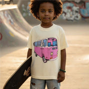 Kids Organic Cotton Pink Venice Wheels T-Shirt – Artist-Made in Natural