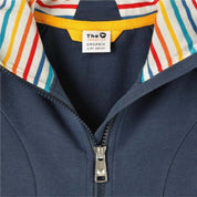 Organic Kids Unisex Zip-Up Hoodie in Navy Blue, Sustainable Cotton