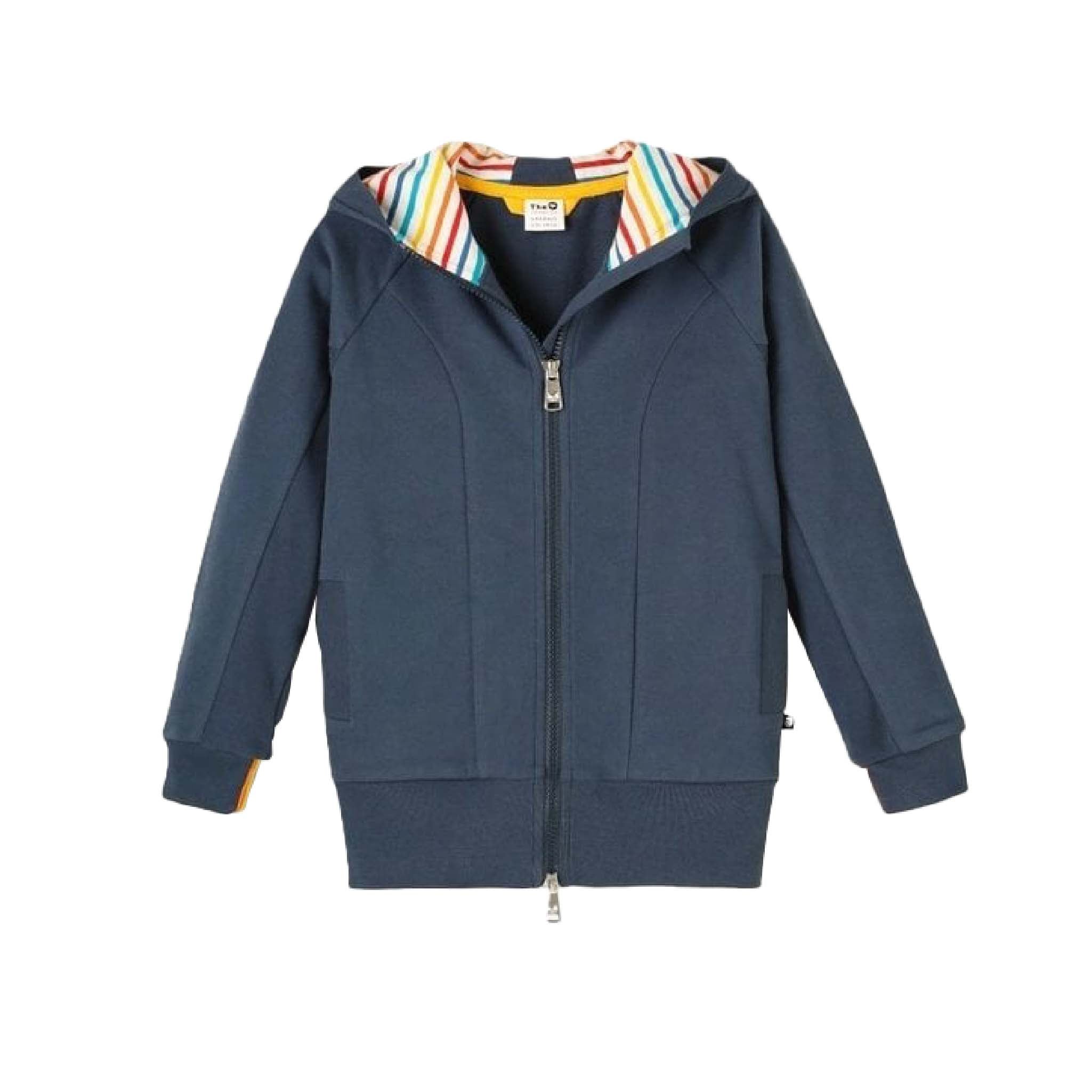 Organic Kids Unisex Zip-Up Hoodie in Navy Blue, Sustainable Cotton