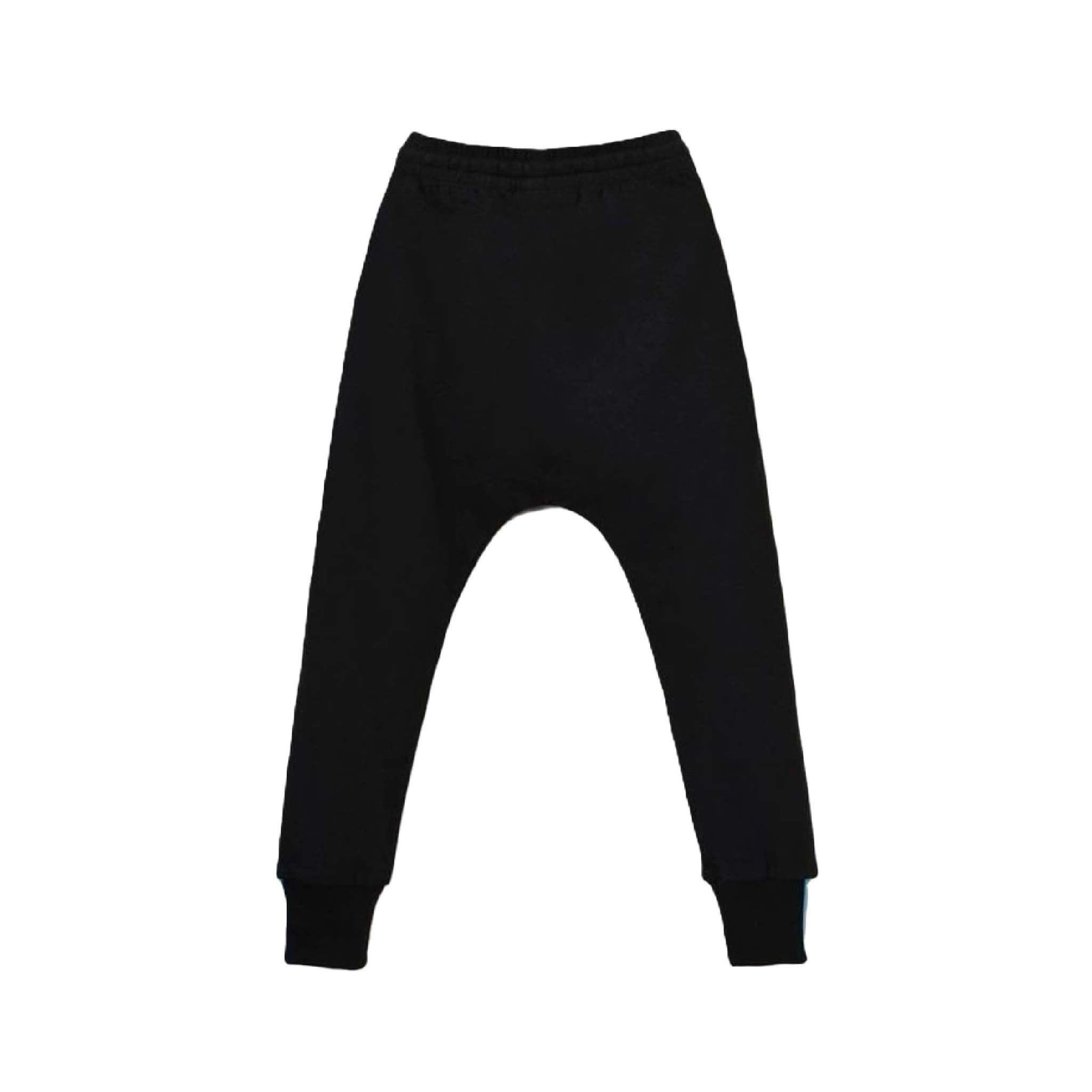 Organic Kids Unisex Knee Patch Joggers in Black Ink, Sustainable Terry Cotton
