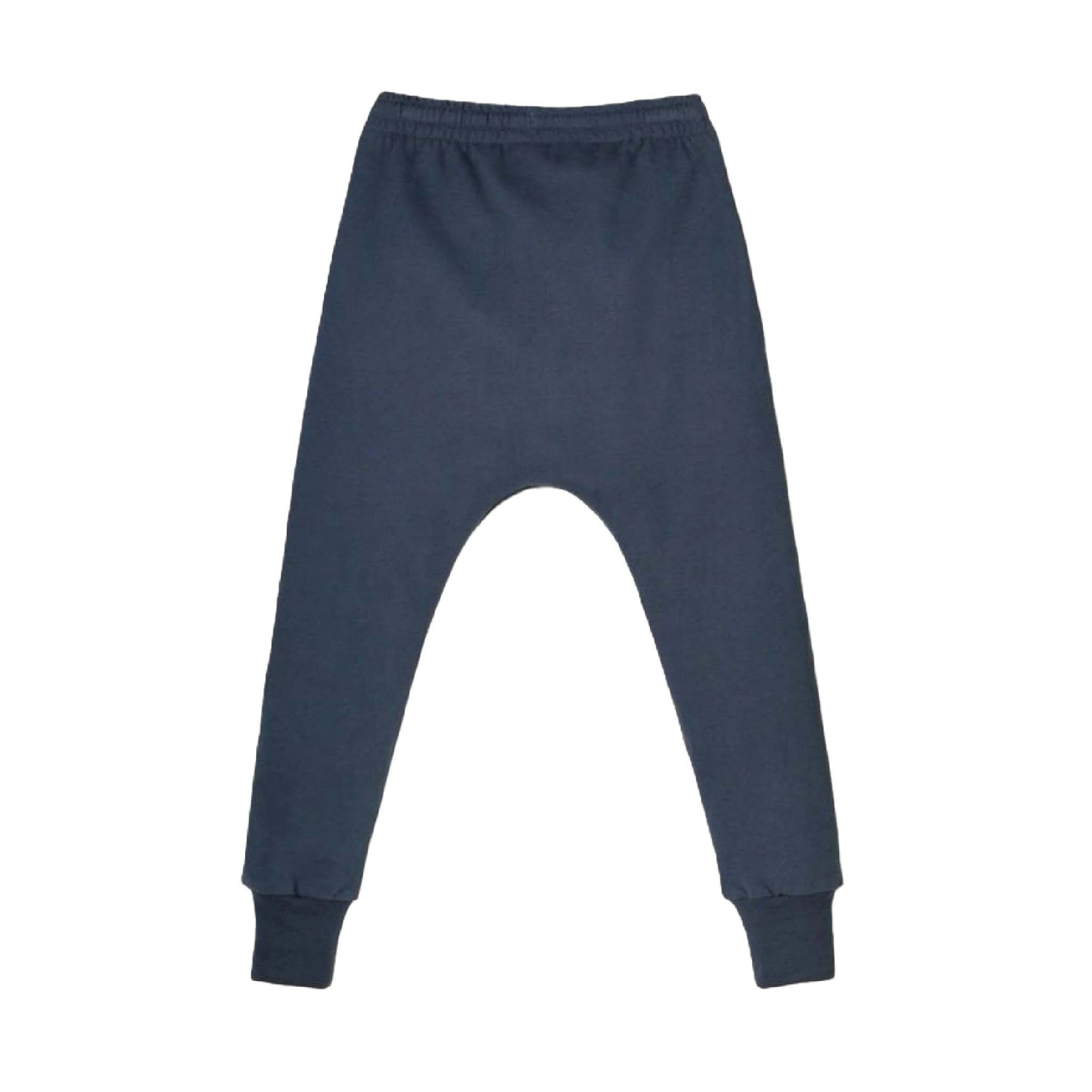 Organic Kids Unisex Knee Patch Joggers in Navy Blue, Sustainable Terry Cotton