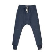 Organic Kids Unisex Knee Patch Joggers in Navy Blue, Sustainable Terry Cotton