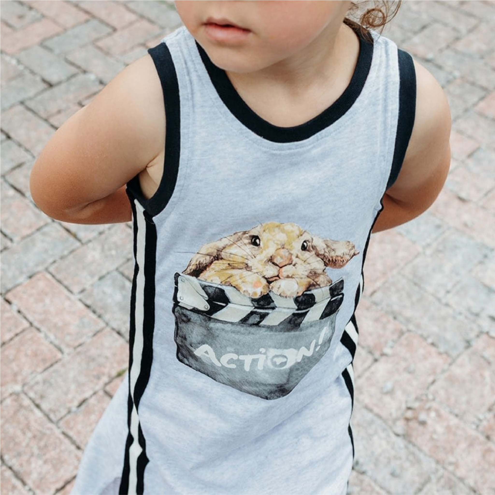 Girls Organic Bunny Midi Dress Grey Marl GOTS Certified