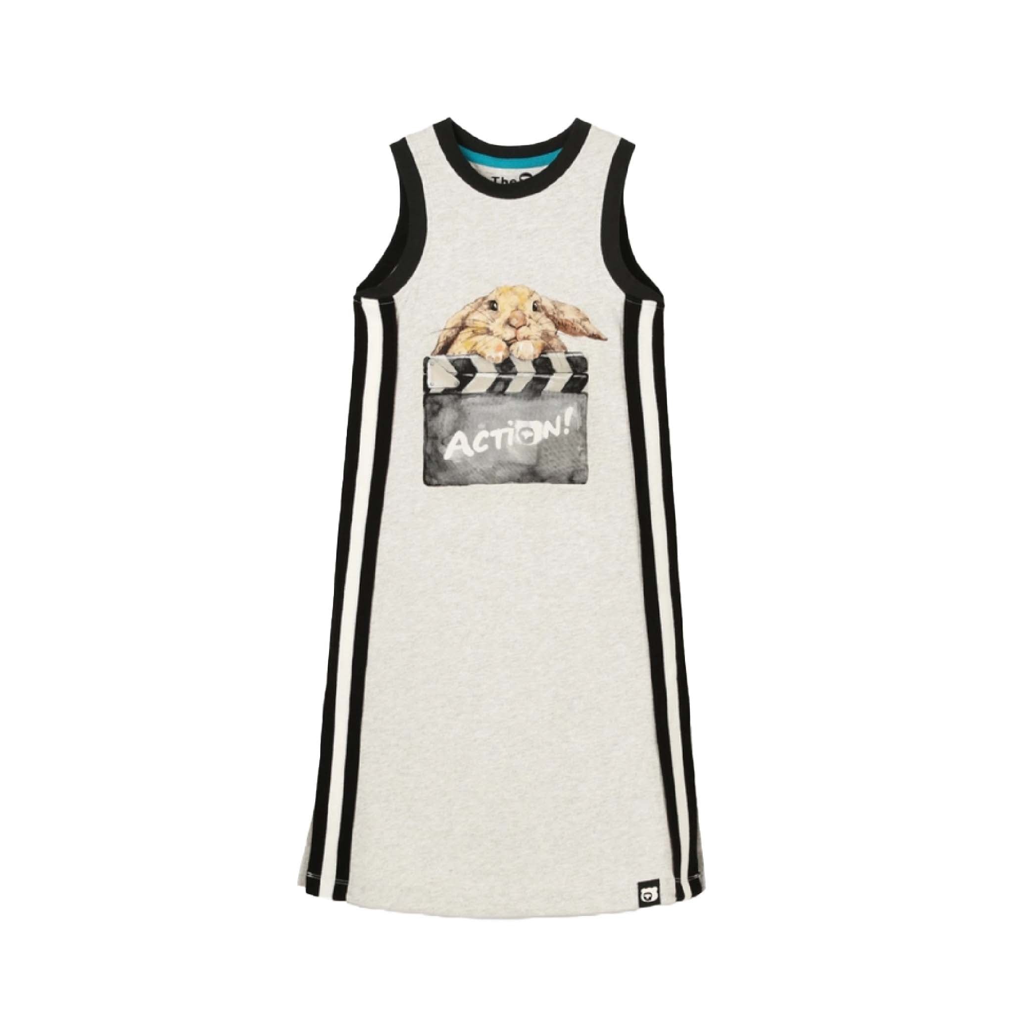 Girls Organic Bunny Midi Dress Grey Marl GOTS Certified