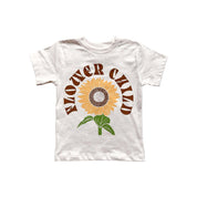 Kids Retro Flower Child T-Shirt in Sunflower Cream